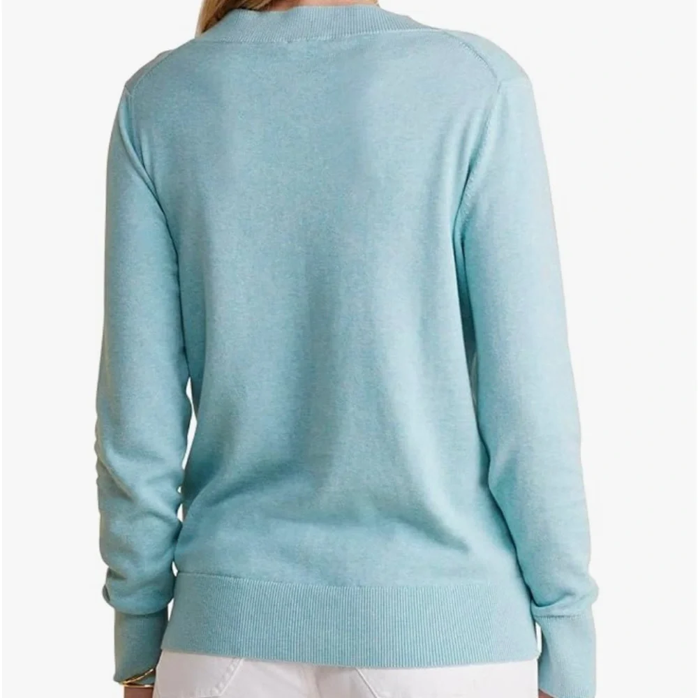 Vineyard Vines Turquoise baby blue V neck fitted sweater, XS - Picture 3 of 9